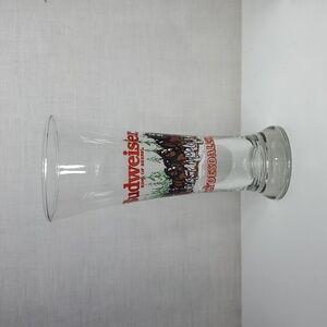 Budweiser Clydesdales Pint Glasses Holiday Winter Tree Red and Green 1988 Set 4